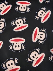 Paul Frank X SHEIN 1 件时尚可爱卡通猴子印花涤纶可折叠购物袋，手提袋，带可拆卸链条袋 - 彩色 - 查看 6
