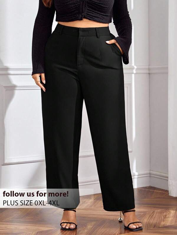Firerie Plus Size Solid Color Suit Pants In Fall/Winter