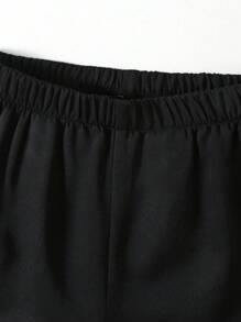 SHEIN 2 件套青少年男孩绅士装 - 金箔印花西装外套和纯色裤子，时尚适合生日派对、晚会、婚礼、洗礼、 1 岁生日仪式、婚礼嘉宾、花童、戒指持有人