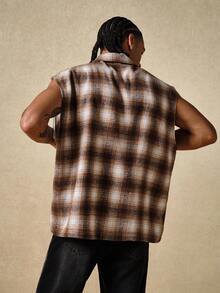 ROMWE MEN Street Life Men's Plaid Single-Breasted Casual Vest With Pockets