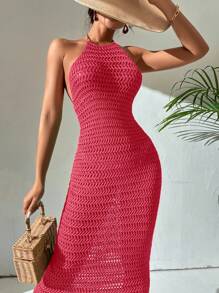 Breezaya Women's Off-Shoulder Fitted Beach Vacation Casual Dress - Red - View 4