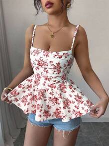 Elenzga 女士印花优雅浪漫夏季上衣 - 彩色 - 查看 4