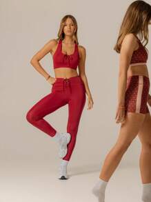 Aralina Leisurewear Activewear Lace Up Top With Racer Back Perfect For Summer Outfits And Airport Outfits For Women And 4th Of July - Red - View 6