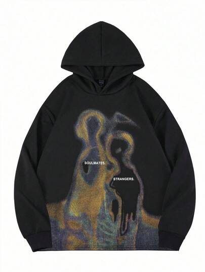 Street Life Men's Retro Street Silhouette Thermal Imaging Human Figure Print Hoodie