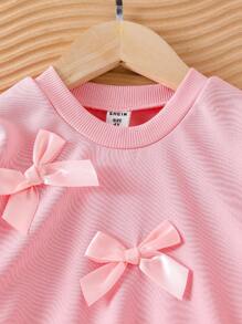 Elladie kids 两件套女童粉色圆领长袖蝴蝶结卫衣搭配喇叭牛仔裤，时尚甜美可爱，适合秋冬季节。粉色蝴蝶结牛仔裤，儿童粉色蝴蝶结牛仔裤，粉色蝴蝶结套装，女童粉色蝴蝶结卫衣，秋冬季 - 卡其色 - 查看 6