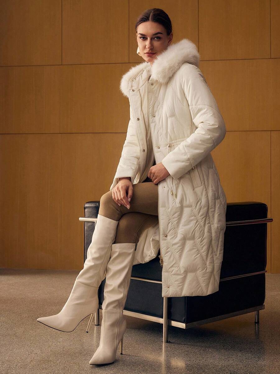 MOTF PREMIUM ÁO KHOÁC MÙA ĐÔNG CÓ MŨ LÔNG GIẢ TƯƠNG PHẢN