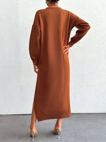 EURMUSE Robe En Tricot Pour Femmes - Tabac - Voir 2