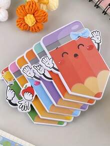 SHEIN 6 件铅笔便签、动物便签、可爱自粘笔记本、趣味粘性便签、适用于学生、教室、学校、办公室、礼物、返校、学校用品、学校、便签、美观学校用品、文具 - 彩色 - 查看 13