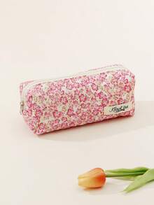 1 件别致碎花铅笔盒、文具袋、化妆包、桌面收纳袋、自然风格、返校、铅笔袋、书包 - 彩色 - 查看 12