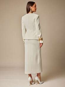 Silquee 女式纯色侧开衩优雅直筒裙