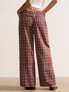 Bohemela 休闲梭织格子低腰宽松女裤 - 彩色 - 查看 6