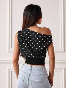 SHEIN PETITE 夏季新款女士波点上衣，Y2K，外出上衣，复古风女士，机场女士