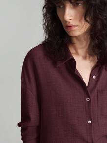 Ontre 2025 Women's 2 Pieces Outfit, Casual Daily Wear, Home Clothes, Beach Vacation Outfit, Long Pants + Long Sleeve Shirt Set, Brunch Outfit, Music Festival Set, Elegant Party Business Casual Suit, Summer - Burgundy - View 7