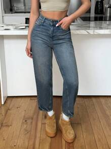 EURMUSE 99% Cotton High Waist Balloon Fit Jean 06-559 - Medium Wash - View 9