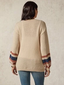 Boho Mama Maternity Striped Long Sleeve Open Front Loose Casual Thin Cardigan