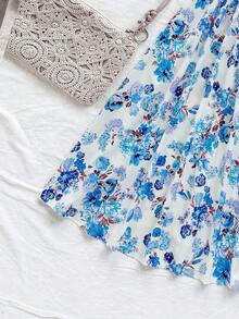 Soleia Abito casual da donna per vacanze, con stampa floreale all-over, con dettaglio a treccia e spalline a spaghetti, lunghezza media - Multicolore - Visualizzare 4