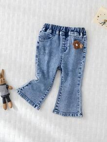 Cozy Pixies Baby Girl 3D Flower Elastic Waist Flared Pants, Versatile & Comfortable