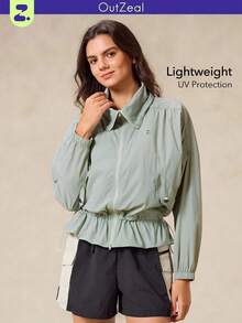 OutZeal 女士防紫外线 UPF50+ 轻便透气防晒运动夹克 徒步露营日常 - 綠色 - 查看 1