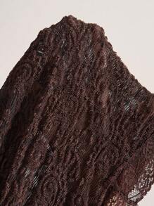 Bohemela Áo thun nữ hở vai tay loe phối ren màu trơn phong cách Boho cổ điển - Màu nâu  Mocha - Xem 9