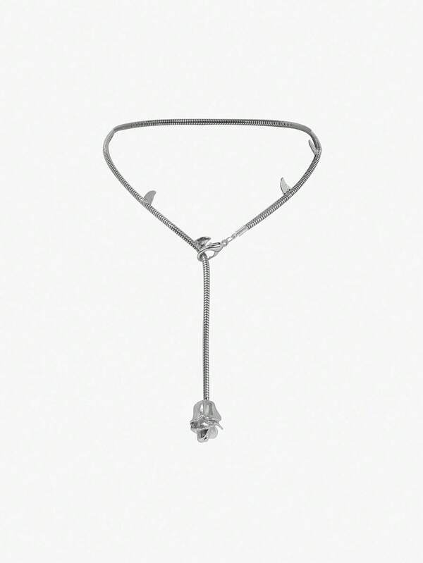 SHEIN ICON 金属刺玫瑰花蕾休闲时尚百搭女士项链