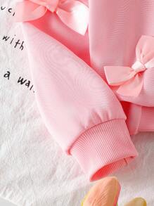 Elladie kids 两件套女童粉色圆领长袖蝴蝶结卫衣搭配喇叭牛仔裤，时尚甜美可爱，适合秋冬季节。粉色蝴蝶结牛仔裤，儿童粉色蝴蝶结牛仔裤，粉色蝴蝶结套装，女童粉色蝴蝶结卫衣，秋冬季 - 卡其色 - 查看 7