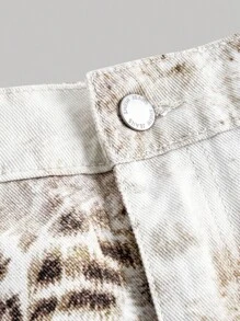 SHEIN MOD Plus Size Women Leopard Print Pocket Loose Wide Leg Casual Jeans Leopard Print Pants Animal Print Pants Printed Pants Leopard Pants Animal Print Trousers,Fall Clothes For Women,Halloween Clothes,Goth Pants,Fall Clothes Plus Size,Leopard Print Jeans,Wide Leg Pants Woman,Halloween Plus Size,Wide Leg Jeans,Animal Print Pants - White - View 4