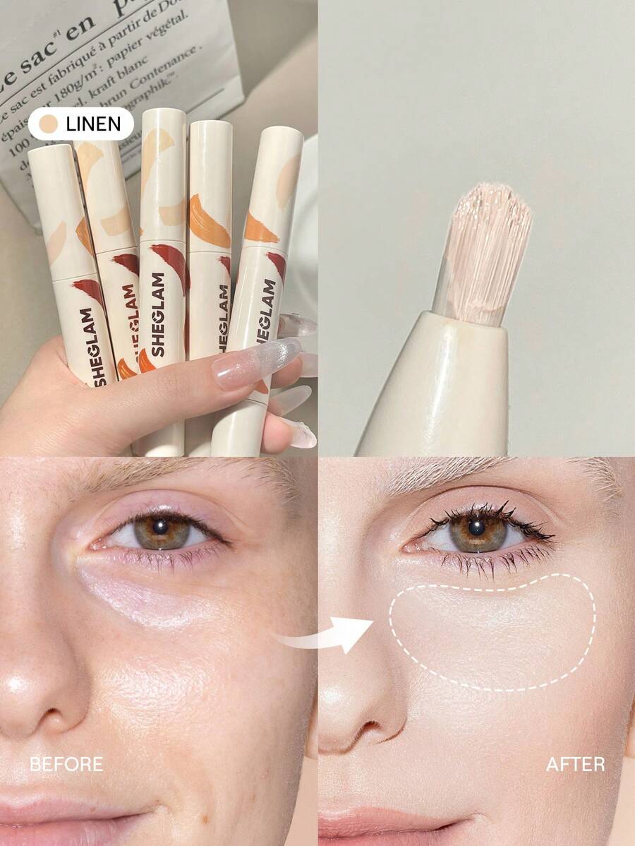 SHEGLAM Corrector De Alta Cobertura Perfect Skin-Linen 20 Tonos Corrector LíQuido Brocha Hidratante Corrector Ligero Y Ligero Hidratante Durante Todo El DíA Maquillaje Oferta De Corrector Marca Belleza Maquillaje Maquullaje CosméTica Para Mujeres NiñAs Perfecto Para Invierno Ideal Para Y2K Elegante Moda Adecuado Para CumpleañOs Regalo Fiesta Listo Mejor Color