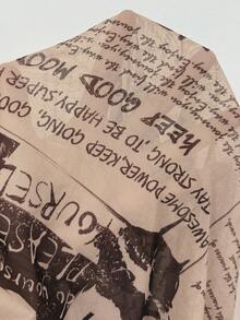 Coolane 女士秋季/四季皆宜的西部风情节日服装，报纸图案弹力不对称领口长袖露脐上衣，西部风情露脐上衣，透视款 - 杏色 - 查看 7