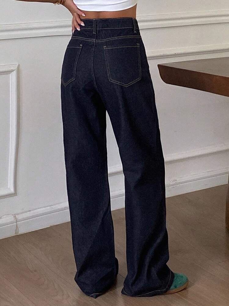Women's High Waist Straight Loose Casual Versatile Daily Wear Jeans