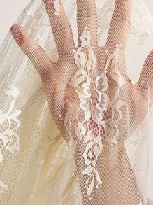 Bohemela Áo cánh tay dài cổ chữ V ren dệt kim màu trơn đơn giản cho nữ - Màu be - Xem 8