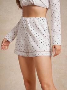 WESTFADE 100%纯棉府绸，饰以花卉蕾丝拼接，高腰修身波点短裤，适合秋季、冬季穿着，风格波西米亚、可爱、休闲、度假、纳什维尔牛仔风、乡村西部音乐会等。 - 彩色 - 查看 7