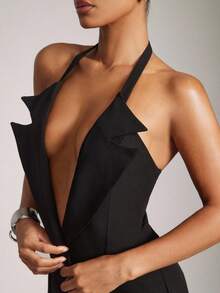 Hauture Damen sexy Büro-Lady Blazer-Stil Minikleid mit großem Kragen Design für Büro und Lässig