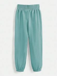 EURMUSE Women's Spring Fashionable Drawstring Solid Grey Sports Cuffs Running Puffy Joggers With Pockets - Mint Green - View 2