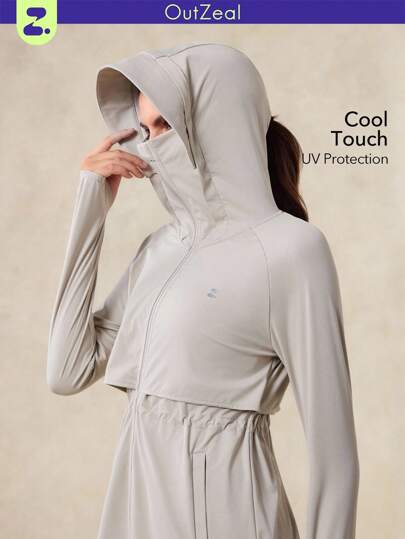 OutZeal SunProof UPF50+ 清凉防晒抽绳腰部连帽夹克 女款 可拆卸帽檐