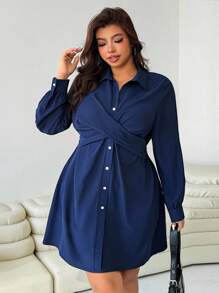 Solflare 秋冬新款连衣裙、修身大码连衣裙、个性化设计裹身裙、大码休闲纯色纽扣前衬衫裙、老钱风格女装、秋季、返校节、外出、约会、婚礼宾客礼服、裹身裙、秋季、返校节、外出、约会、婚礼宾客礼服、裹身裙、秋冬、优雅派对礼服、女士婚礼宾客礼服、民事婚礼礼服、女士约会礼服、女士夜间外出礼服、女士夏季礼服、女士蜜月装。女士婚礼宾客 - 寶藍色 - 查看 7