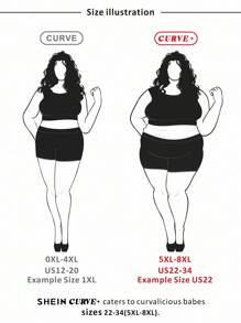 SHEIN CURVE+ 加大码夏季圆领短袖骷髅印花透明简约衬衫，适合女士休闲日常万圣节秋季服装、冬季、CURVE PLUS