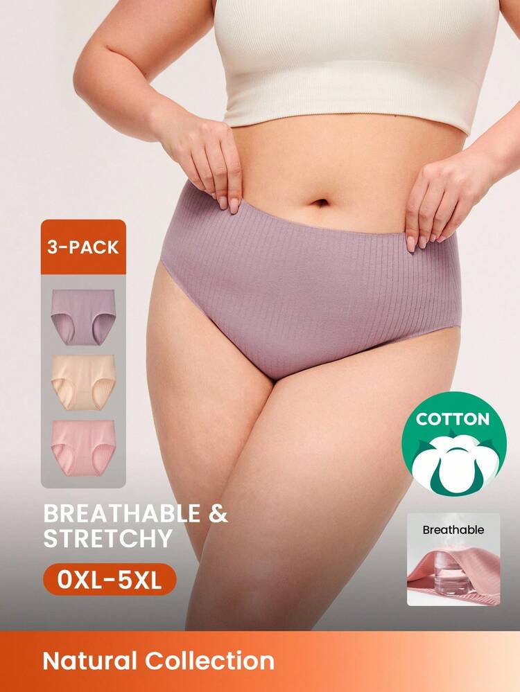 Plus 3-Pack High-Waist Briefs