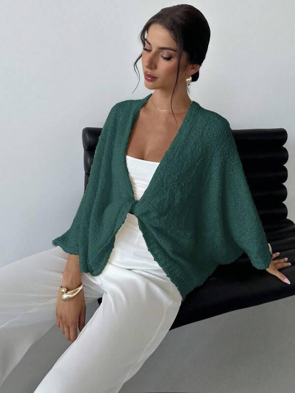 EURMUSE Women's Crossed V-Neck Loose Elegant Minimalist Sweater