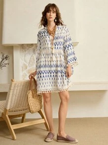 Styleloop 女士平底编织鞋，波西米亚风格，适合度假、万圣节、圣诞节和派对 - 鏽棕色 - 查看 3