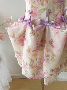 SHEIN MOD Váy chiffon in hoa có thể điều chỉnh độ dài kèm nơ trang trí - Nhiều màu - Xem 7