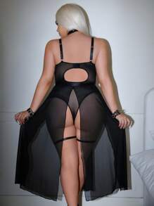 AltCore Set lenjerie intimă mărime mare cu body cu armătură + fustă mini, 2 bucăți