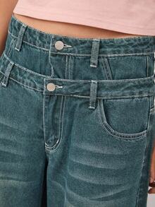 COUREZ Double Waistband Oversized Jeans /Y2K Going Out Outfits Fall Women Clothes Fall Clothes Cute Low Rise Jeans