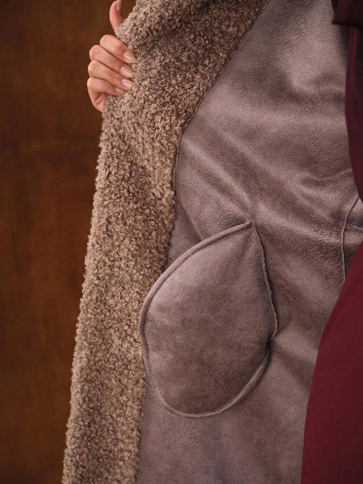 WOMEN'S LONG FAUX FUR CINCHED WAIST JACKET, AUTUMN/WINTER