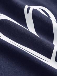 SHEIN Girlism 青少年女孩 2 件套休闲宽松针织圆领插肩袖褶皱图案 T 恤和短裤套装，适合日常穿着、返校、假期、家庭户外春季野餐和各种场合