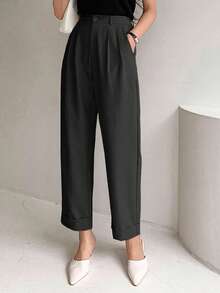 EURMUSE Women's Solid Color Casual Business Pants - Black - View 3