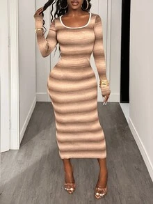 BamGleam Tie-Dye Chiffon Off-Shoulder Dress, Suitable For Commuting And Outdoor Romantic Occasions Fall Winter Cloth For Women