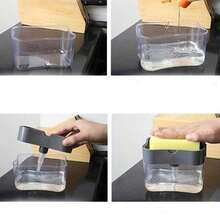 SHEIN 1 pieza Dispensador de líquido lavavajillas y cepillo con recipiente rellenable para líquido de jabón, color aleatorio, decoración del hogar, regalos de Navidad, regalos para el hogar, decoración de la habitación