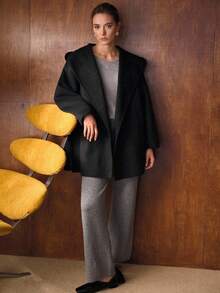 MOTF PREMIUM ÁO KHOÁC CÓ MŨ CÓ THẮT LƯNG LEN - Màu xám đen - Xem 6