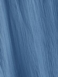 Manfinity NXTstreet 2pcs Men's Casual V-Neck & Stand Collar Short Sleeve Woven Shirt & Pants Set, Cozy Outfits - Blue - View 6