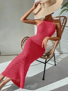 Breezaya Women's Off-Shoulder Fitted Beach Vacation Casual Dress - Red - View 7